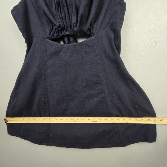 Free People Bom Bom Island Ruffle Mini Dress Cotton Linen Black Womens‎ Size SP - Picture 10 of 16